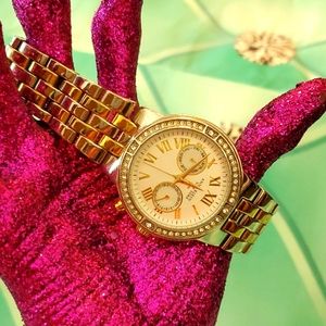 Anne Klein Stainless steel water resistant STATEMENT BRACELET WATCH (small wrist